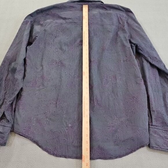 Vintage Red Floral Long Sleeve Button Up Shirt Men's 2XL Black Purple Stripe EUC - Picture 9 of 12